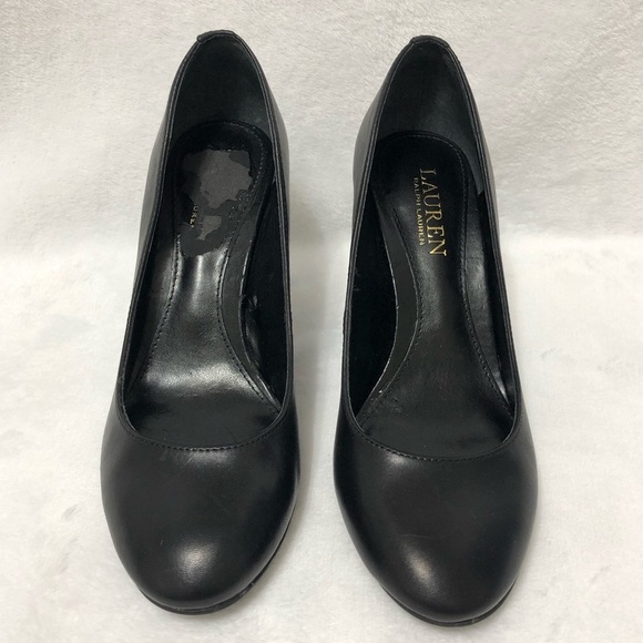 Lauren Ralph Lauren Black Pumps Size 6.5B Block Heel Round Toe Casual Minimalist - Picture 1 of 12